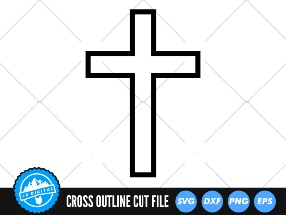 Christian Cross Outline SVG Religious Graphics for Crafts